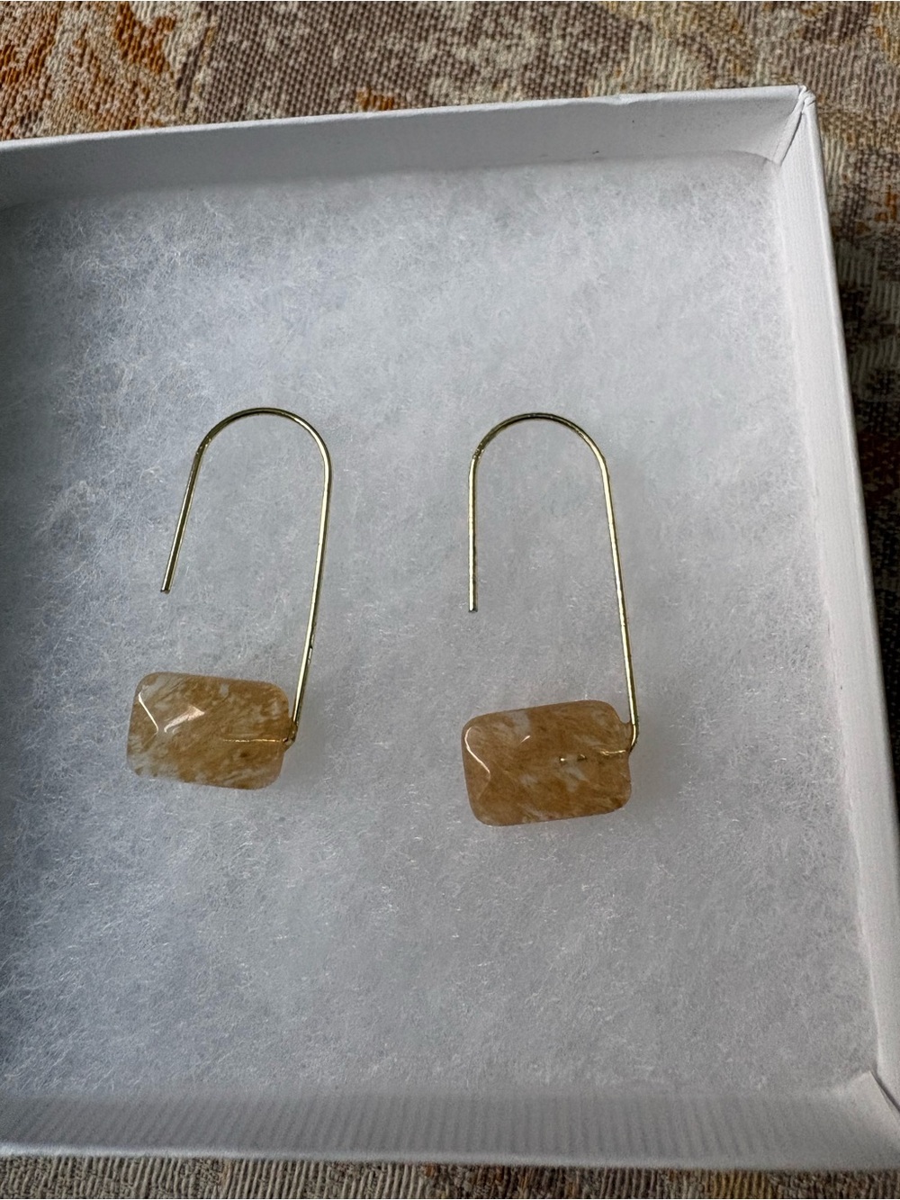 Silver Forest Gold Wire Earrings with Amber Beads